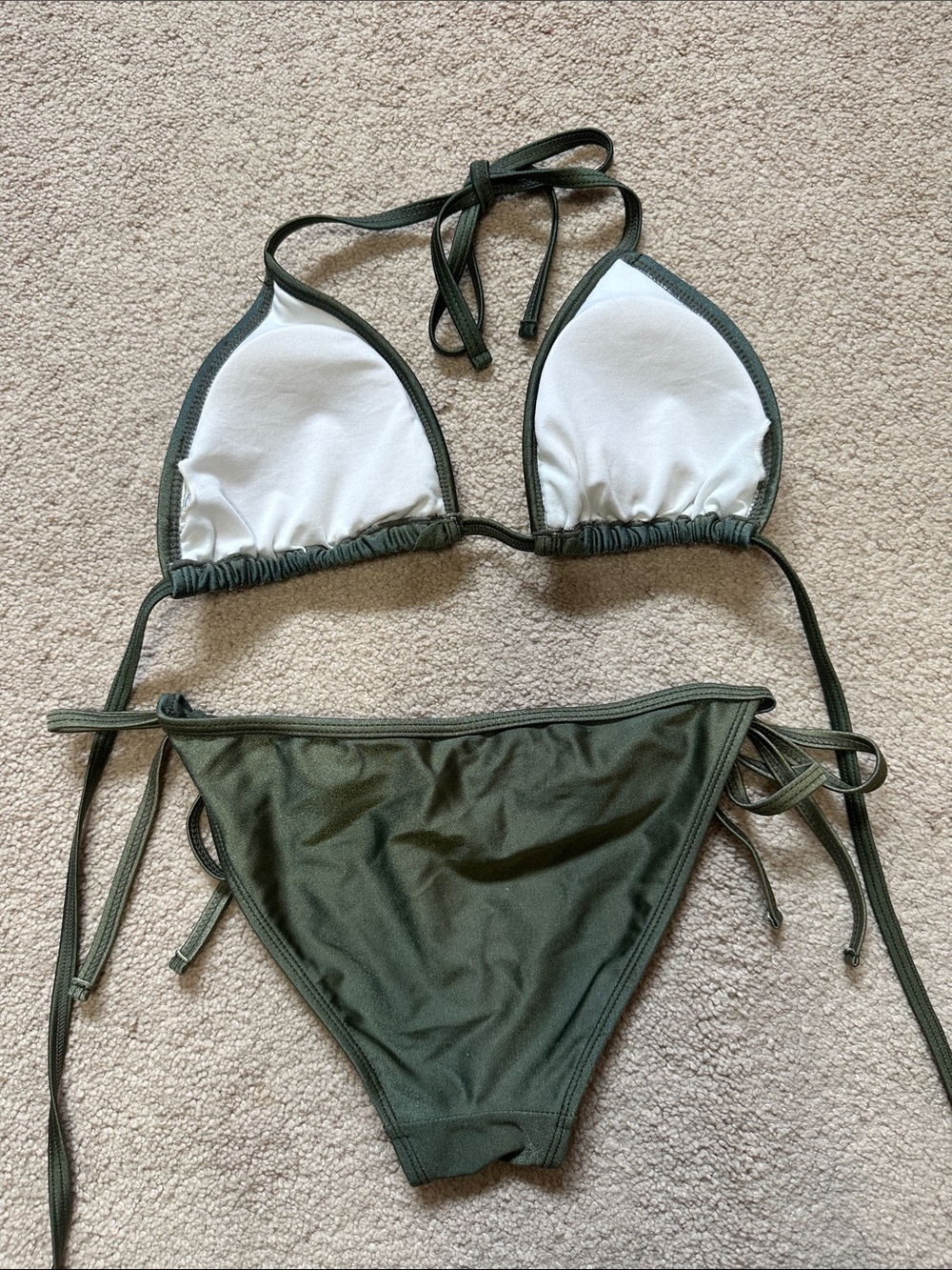Olive Green Ruffle Bikini - Picture 2 of 2